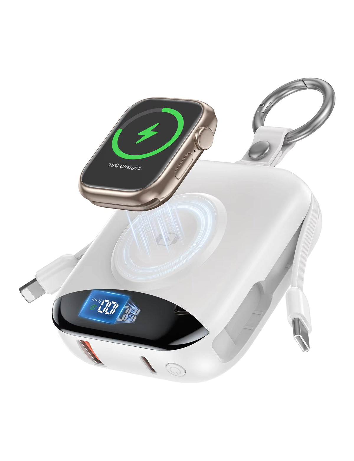 Fast Charging Power Bank with Built-in Cables