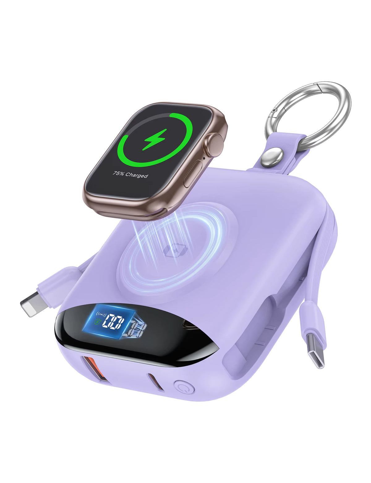 Fast Charging Power Bank with Built-in Cables