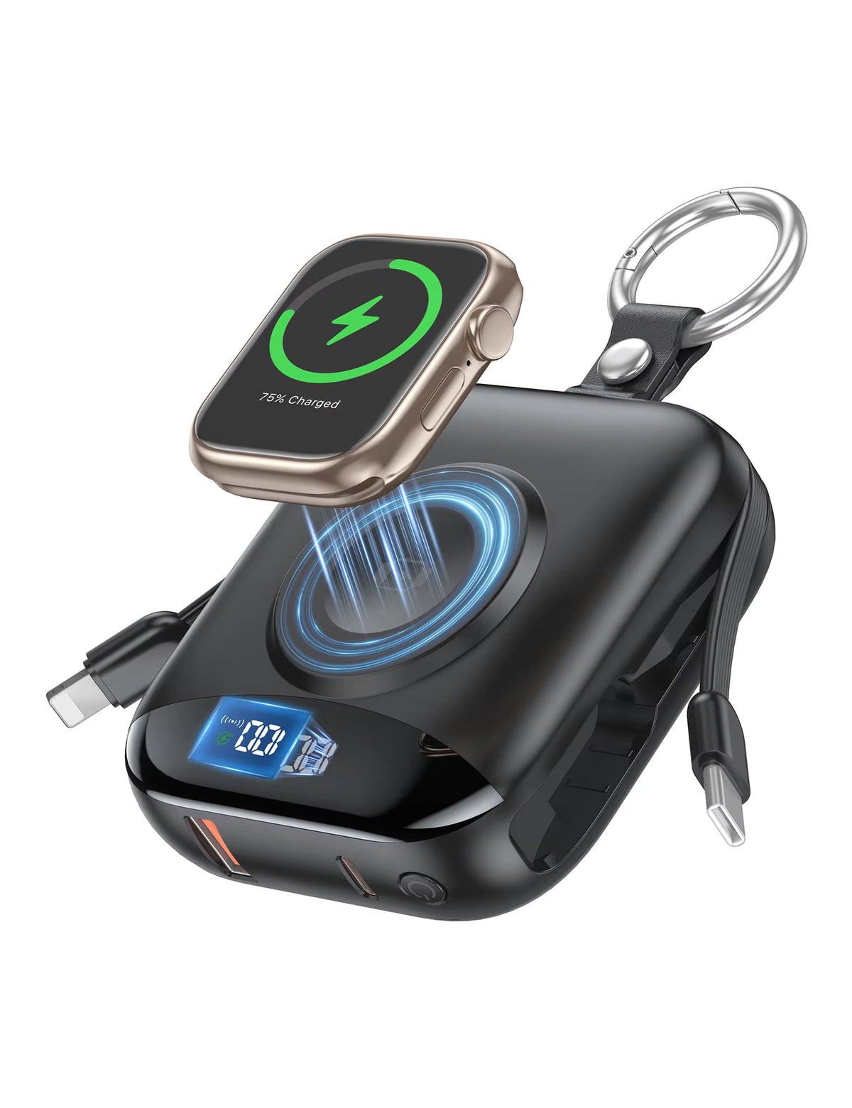 Fast Charging Power Bank with Built-in Cables