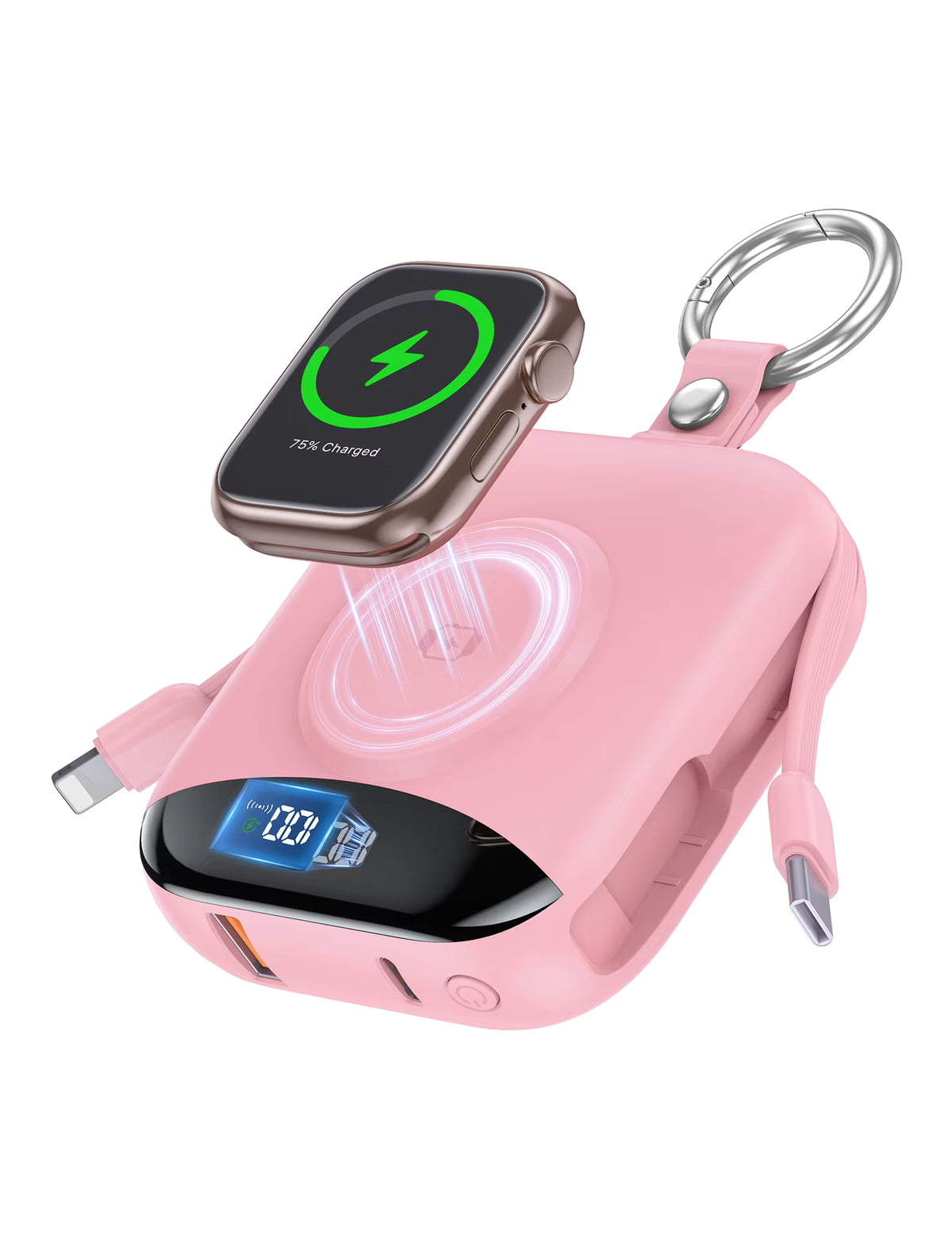 Fast Charging Power Bank with Built-in Cables