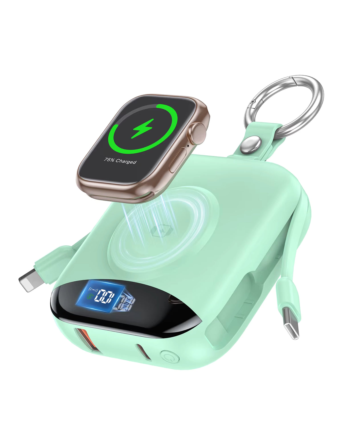 Fast Charging Power Bank with Built-in Cables