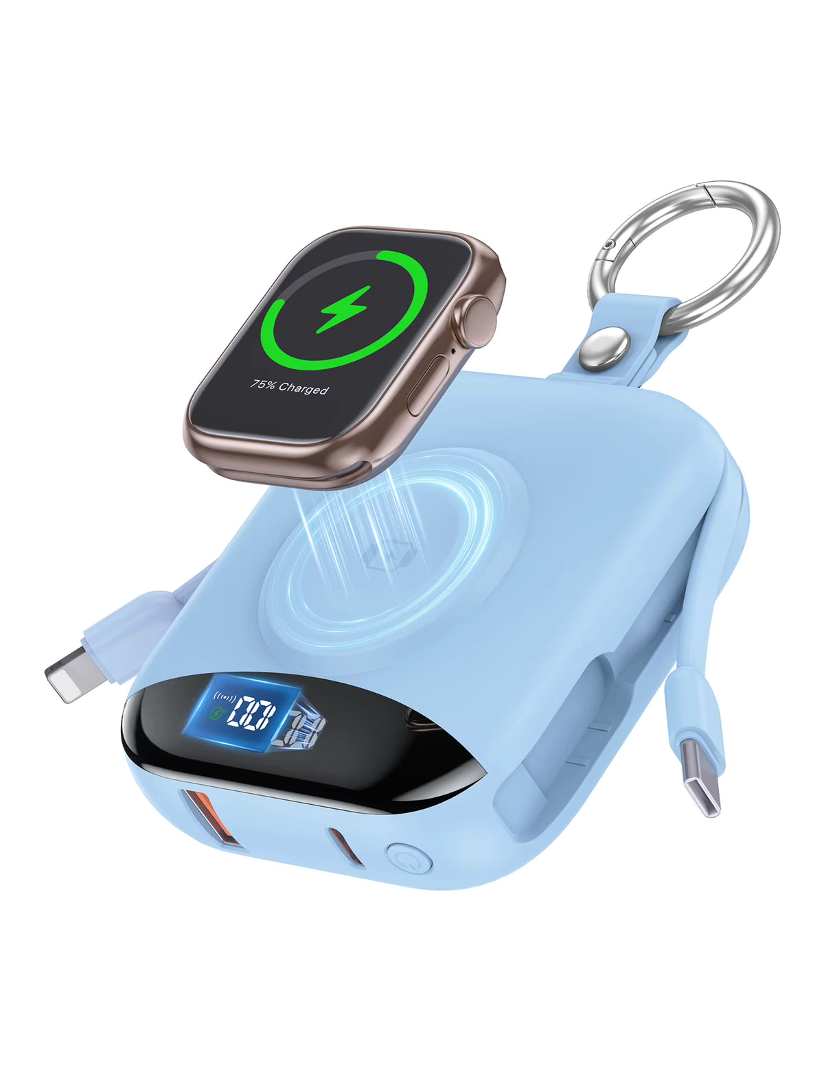 Fast Charging Power Bank with Built-in Cables