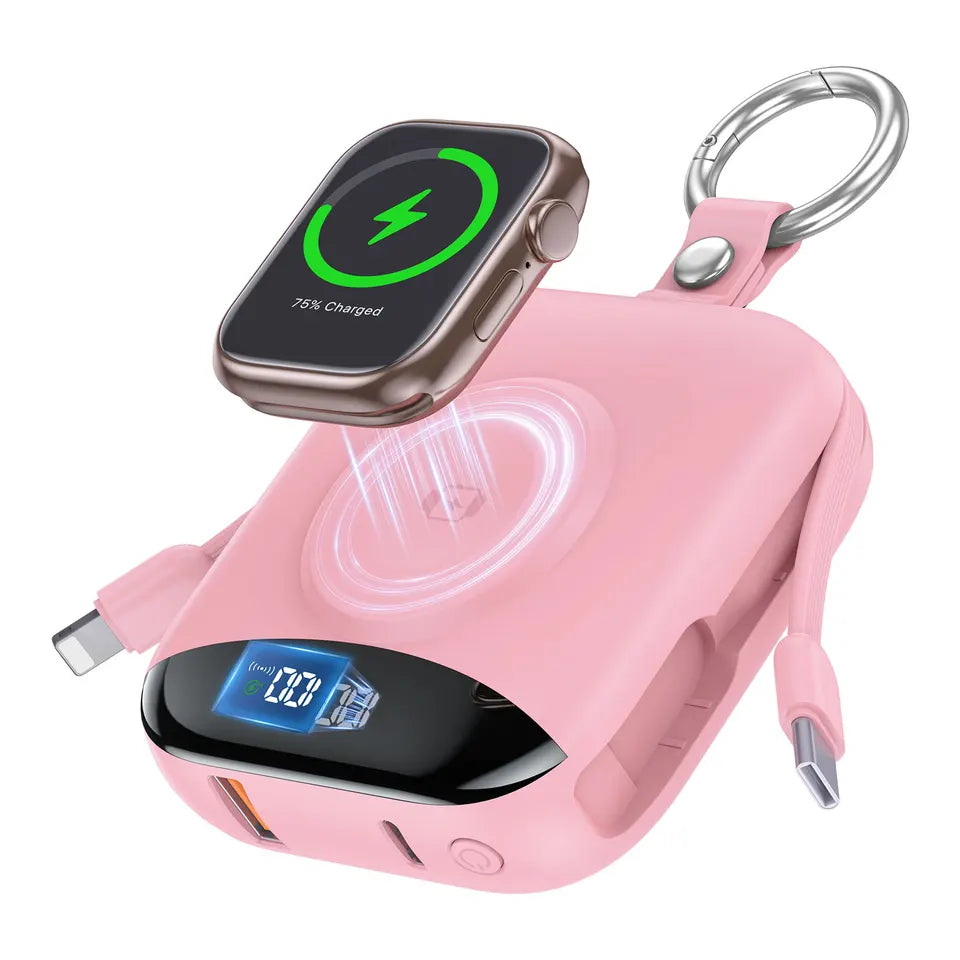 Fast Charging Power Bank with Built-in Cables